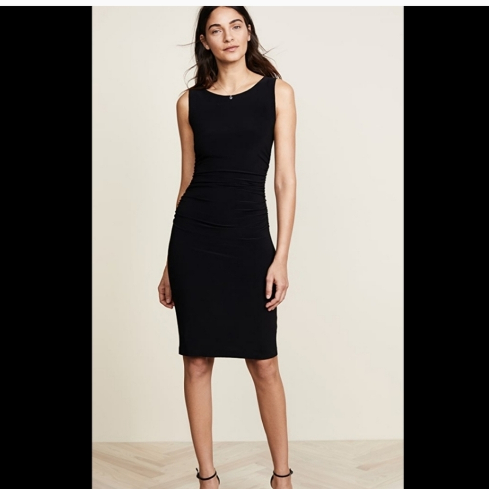 Norma Kamali black shirred dress black medium M